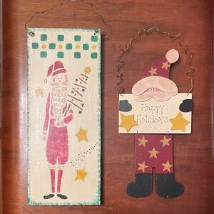 Festive Santa Wall Decor Set - 2 Santa wood decor